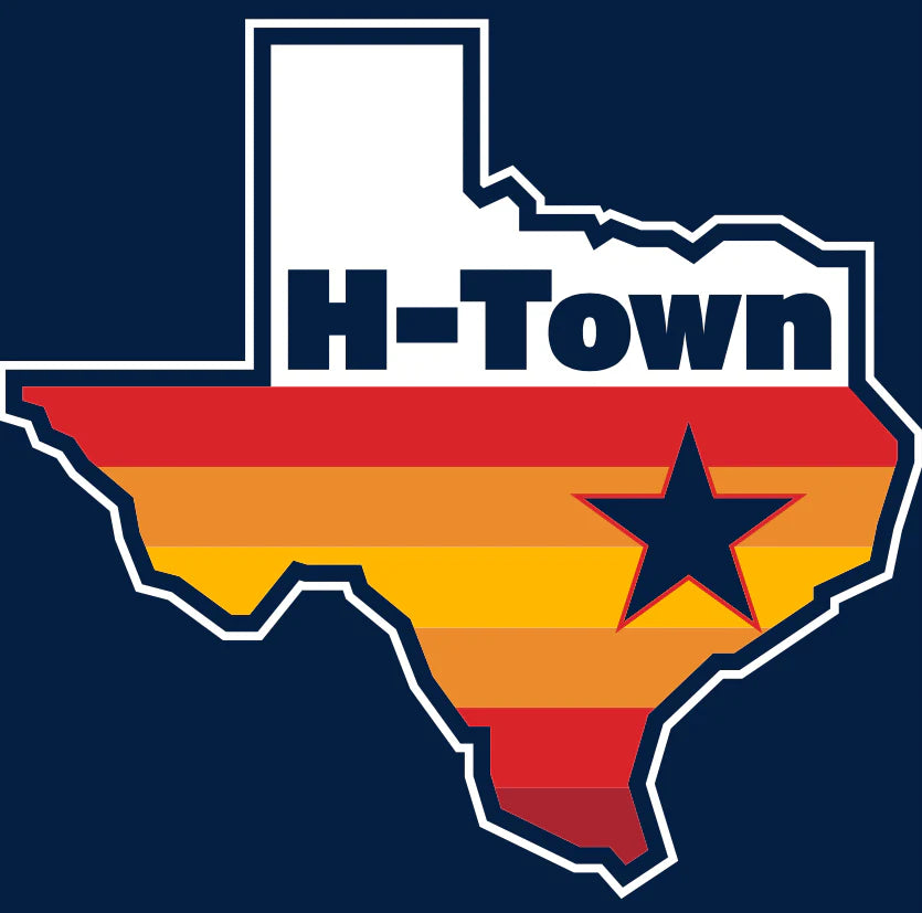 Red H-Town Houston Old English Patch Script Logo Embroidered Iron