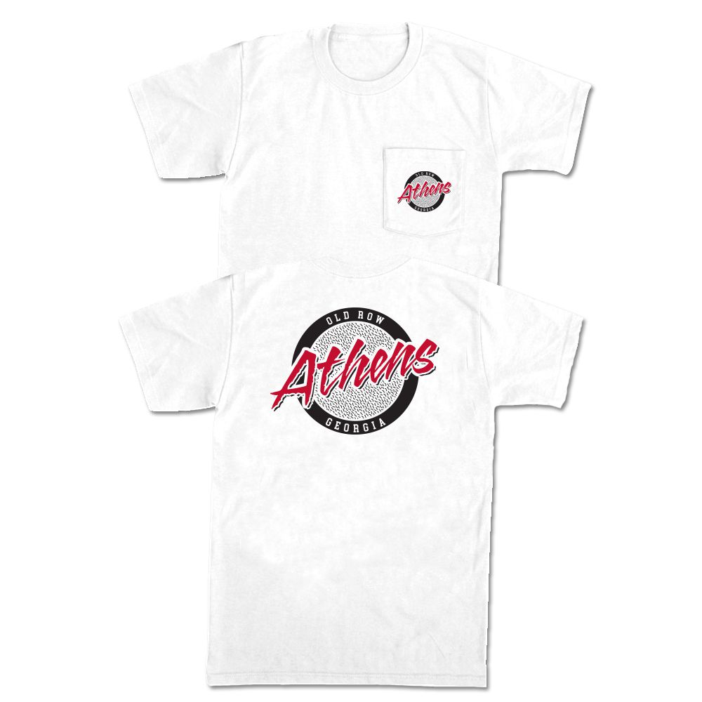 Athens, Georgia Circle Logo Pocket Tee-T-Shirts-Old Row U-White-S-Old Row