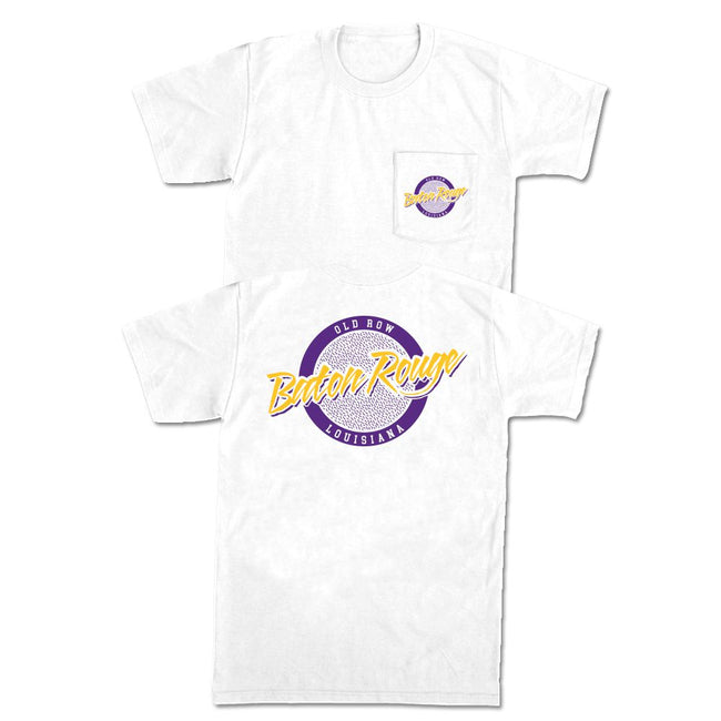 Baton Rouge, Louisiana Circle Logo Pocket Tee-T-Shirts-Old Row U-S-White-Old Row