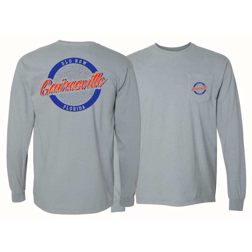 Gainesville, FL Longsleeve Pocket Tee (Grey)-Long Sleeve-oldrowwholesale-Old Row