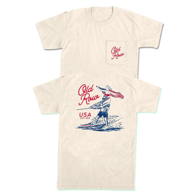 The Big Foot Water Ski Pocket Tee-T-Shirts-The Novelty Collection-Ivory-S-Old Row