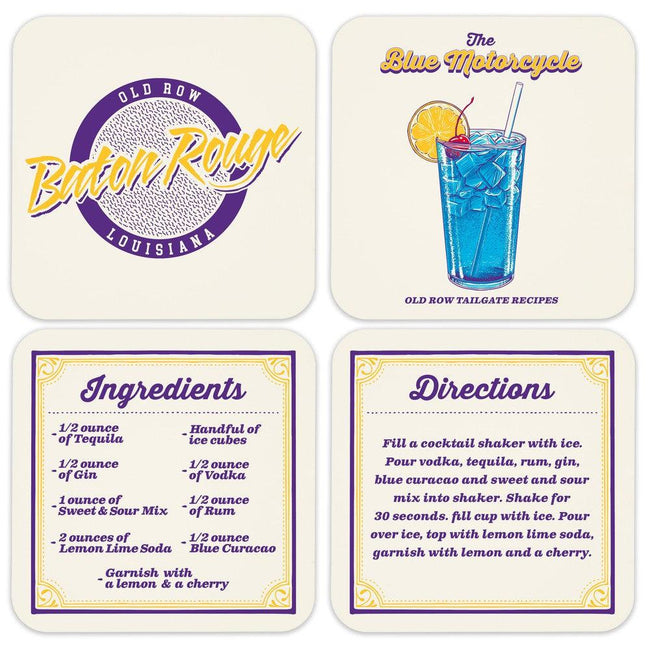 The Blue Motorcycle Coaster Set-Drinkware-Old Row U-Full Color-4 Pack-Old Row