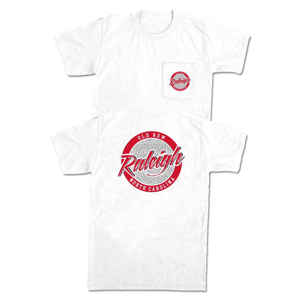 Raleigh, North Carolina Circle Logo Pocket Tee-T-Shirts-Old Row U-White-S-Old Row