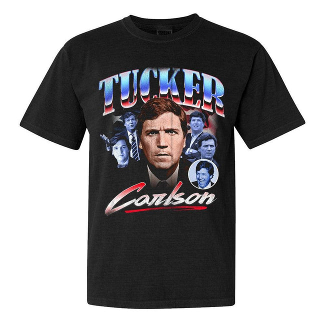 Tucker Carlson Faces Tee-T-Shirts-Tucker Carlson x Old Row NIL-Black-S-Old Row