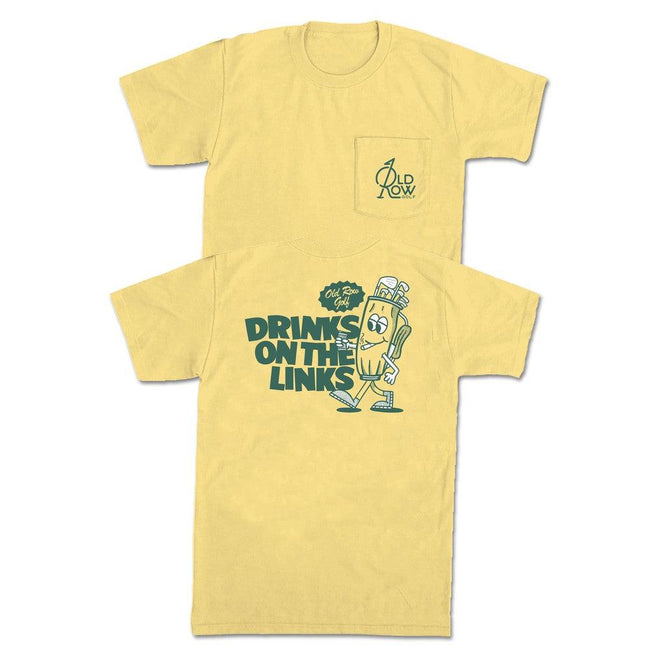 Drinks On The Links Golf Bag Pocket Tee-T-Shirts-Old Row Golf-Yellow-S-Old Row