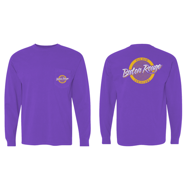 Baton Rouge, Louisiana Circle Logo Long Sleeve Pocket Tee