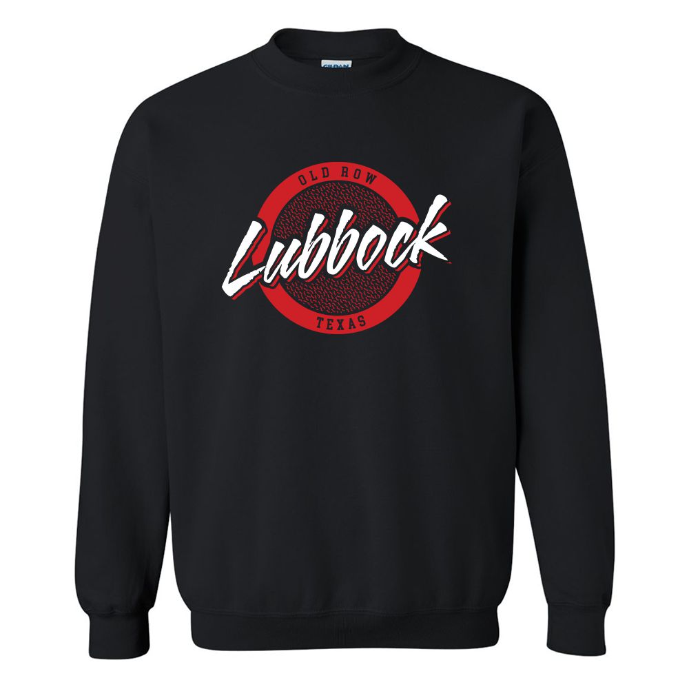 Lubbock, Texas Circle Logo Crewneck Sweatshirt-Crewnecks-Old Row U-Old Row