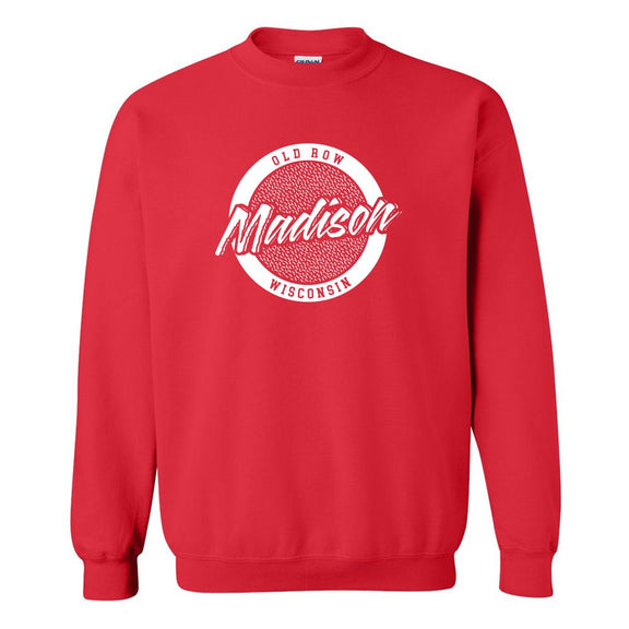 Madison, Wisconsin Circle Logo Crewneck Sweatshirt-Crewnecks-Old Row U-Old Row