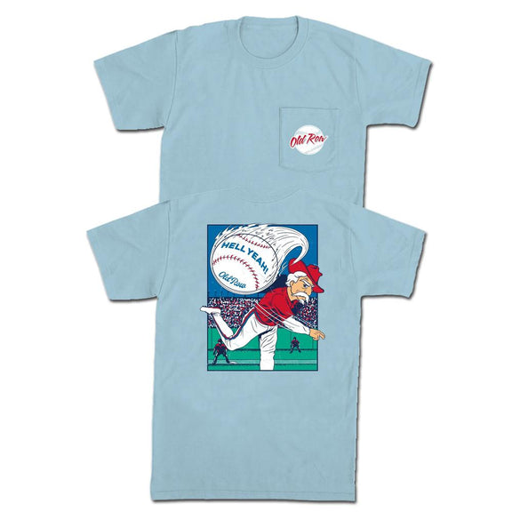 Hell Yeah Baseball Pocket Tee-T-Shirts-Old Row U-Light Blue-S-Old Row