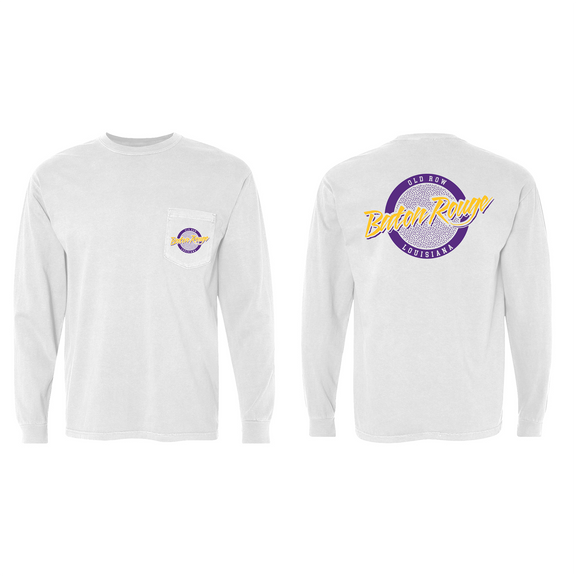 Baton Rouge, Louisiana Circle Logo Long Sleeve Pocket Tee