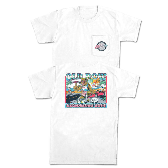 The Beach Beer Wolf Pocket Tee-T-Shirts-The Novelty Collection-White-S-Old Row