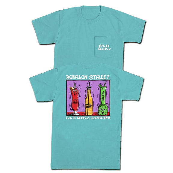 Bourbon Street Drinks Pocket Tee-T-Shirts-The Boozy Collection-Green-S-Old Row