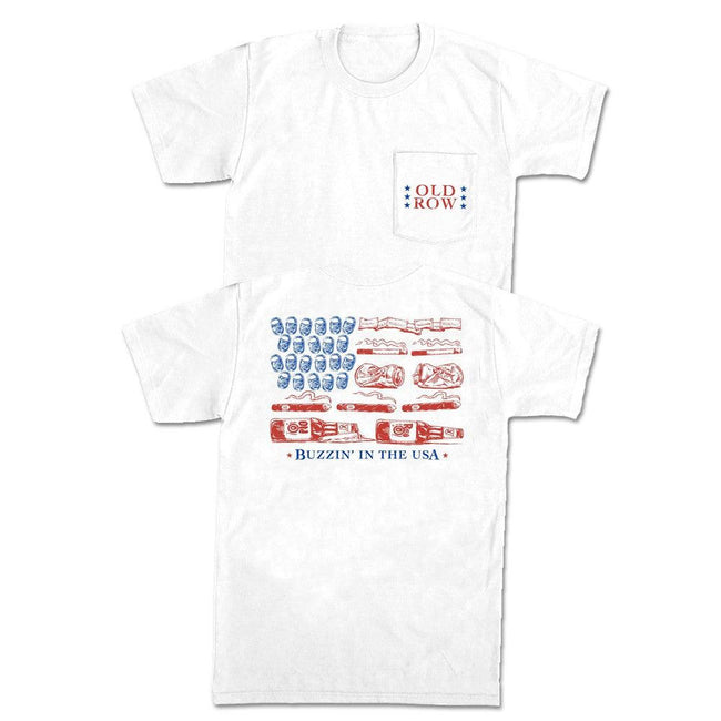 Buzzin' In The USA Pocket Tee-T-Shirts-Old Row-White-S-Old Row