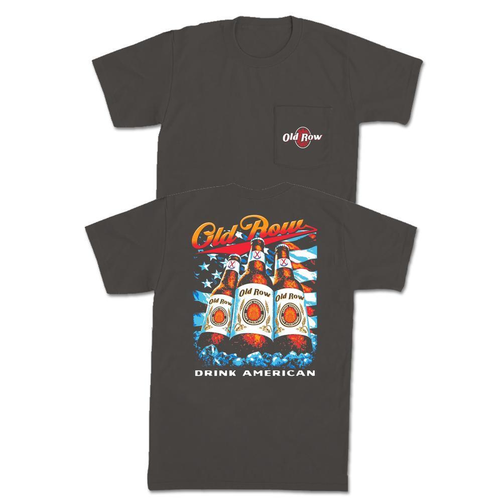 Drink American Flag Pocket Tee-T-Shirts-The Boozy Collection-Charcoal-S-Old Row