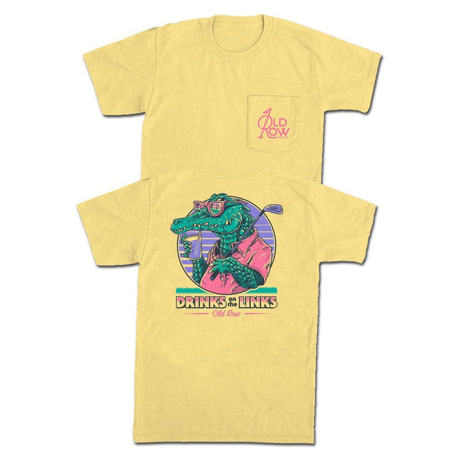 Drinks On The Links Pocket Tee-T-Shirts-Old Row Golf-Yellow-S-Old Row