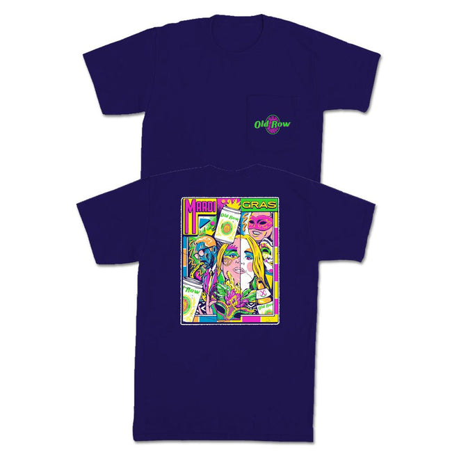 Mardi Gras 80s Retro Pocket Tee-T-Shirts-The Boozy Collection-Old Row