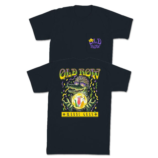 Mardi Gras Fortune Gator Pocket Tee-T-Shirts-The Boozy Collection-Old Row