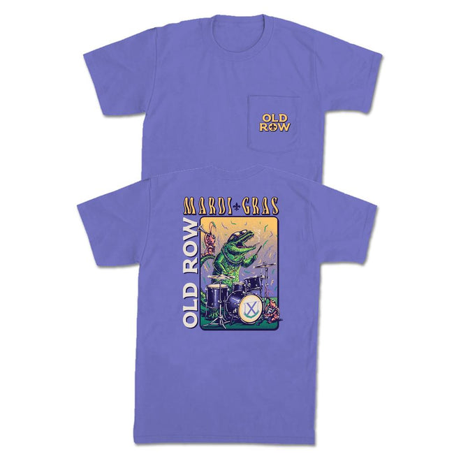 Mardi Gras Gator Band Pocket Tee-T-Shirts-Old Row-Purple-S-Old Row