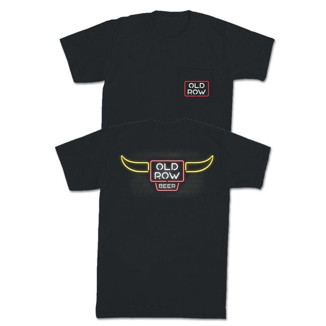 Old Row Beer Neon Bull Pocket Tee-T-Shirts-The Novelty Collection-Black-S-Old Row