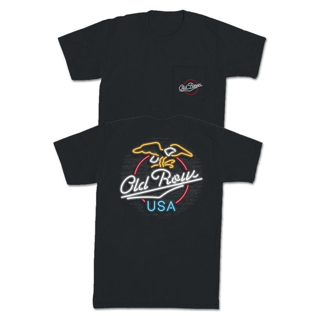 USA Eagle Neon Pocket Tee-T-Shirts-The Novelty Collection-Black-S-Old Row