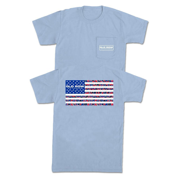 Old Row Outdoors Camo Flag Pocket Tee-T-Shirts-Old Row Outdoors-Light Blue-S-Old Row