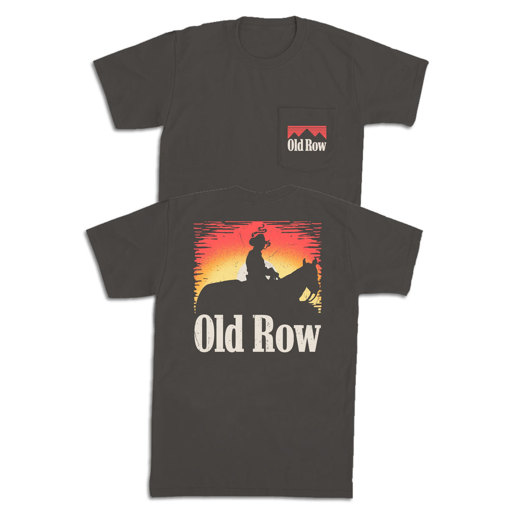 Smoking Cowboy Sunset Pocket Tee