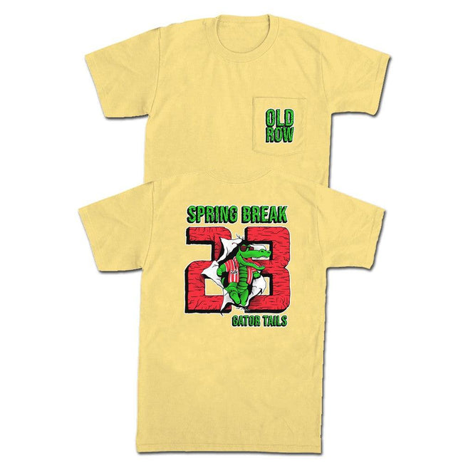 Spring Break Gator Tails Pocket Tee-T-Shirts-The Novelty Collection-Yellow-S-Old Row
