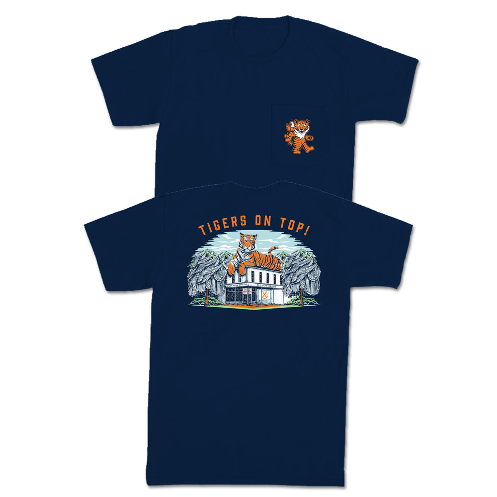 Tigers On Top Football Pocket Tee