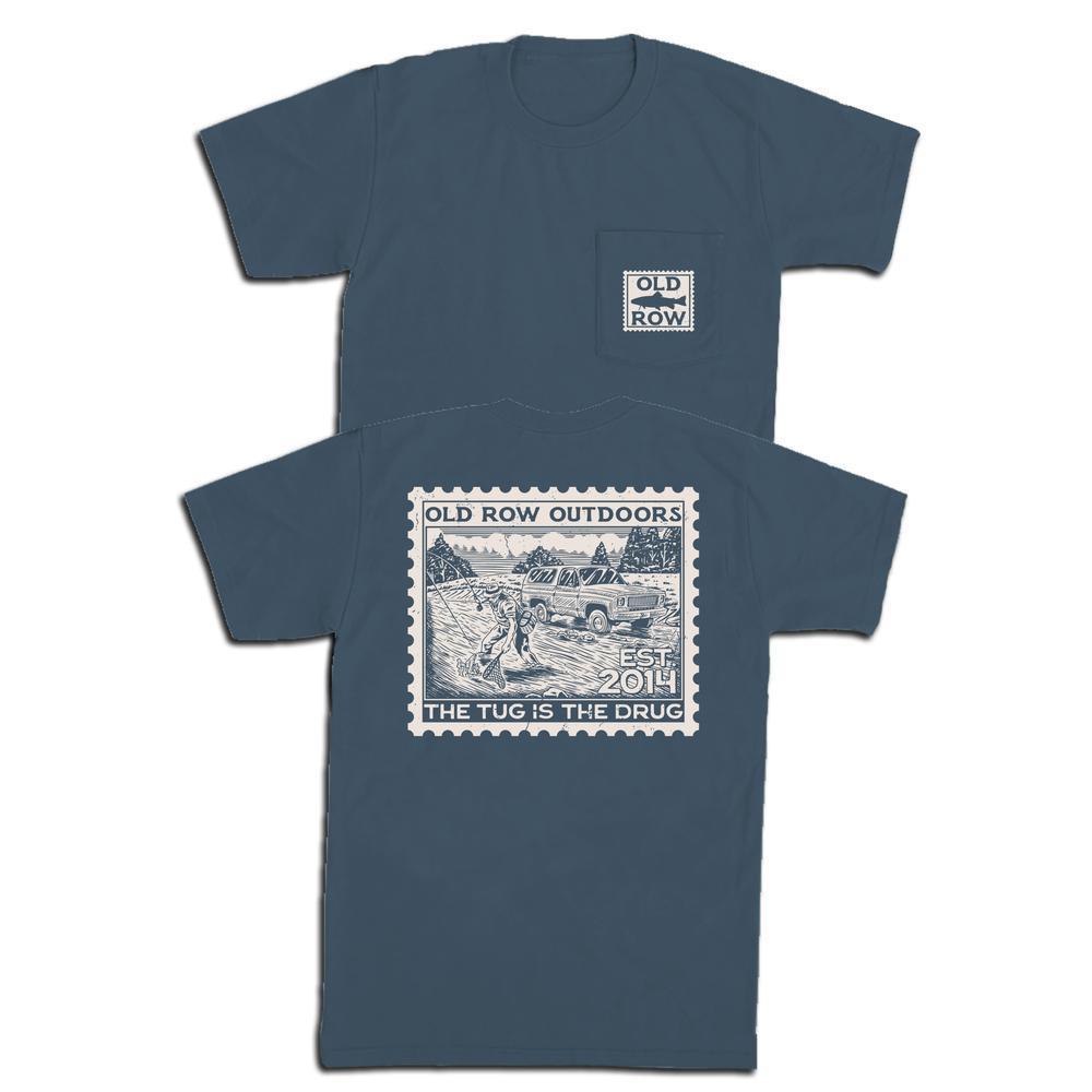 The Tug Is The Drug Stamp Pocket Tee-T-Shirts-Old Row Outdoors-Navy-S-Old Row