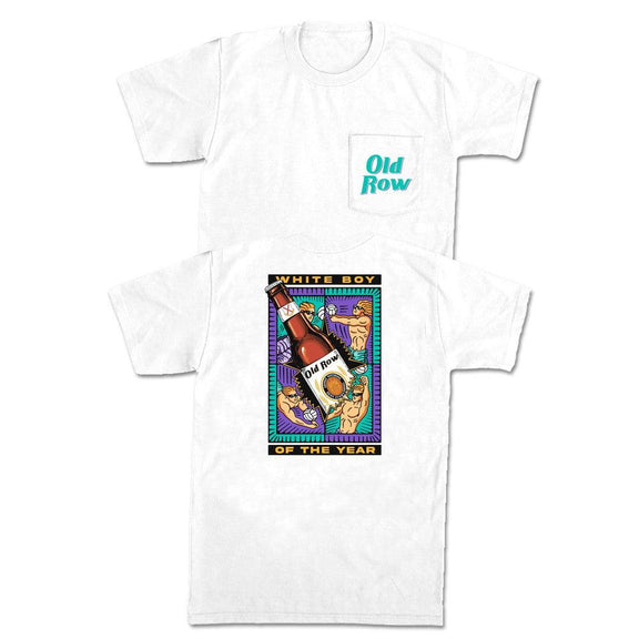 White Boy Of The Year Volleyball Pocket Tee-T-Shirts-The Novelty Collection-White-S-Old Row