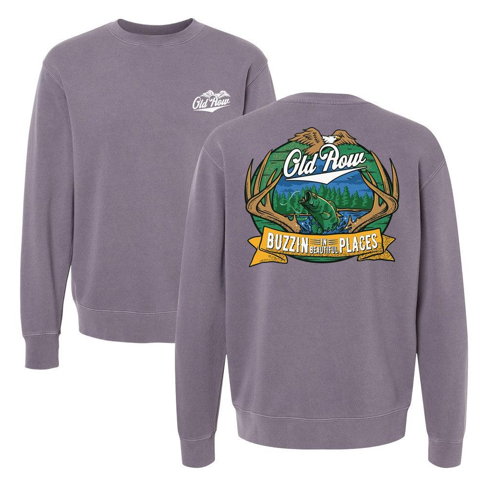 Buzzin' In Beautiful Places Pigment Dyed Crewneck-Crewnecks-Old Row Outdoors-Old Row