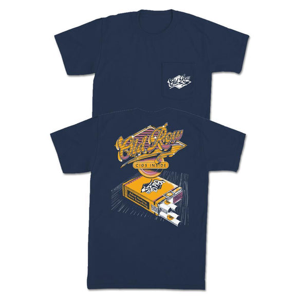 Cigs Inside Retro Pocket Tee-T-Shirts-The Novelty Collection-Navy-S-Old Row
