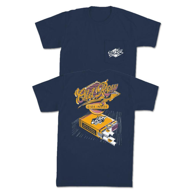Cigs Inside Retro Pocket Tee-T-Shirts-The Novelty Collection-Navy-S-Old Row