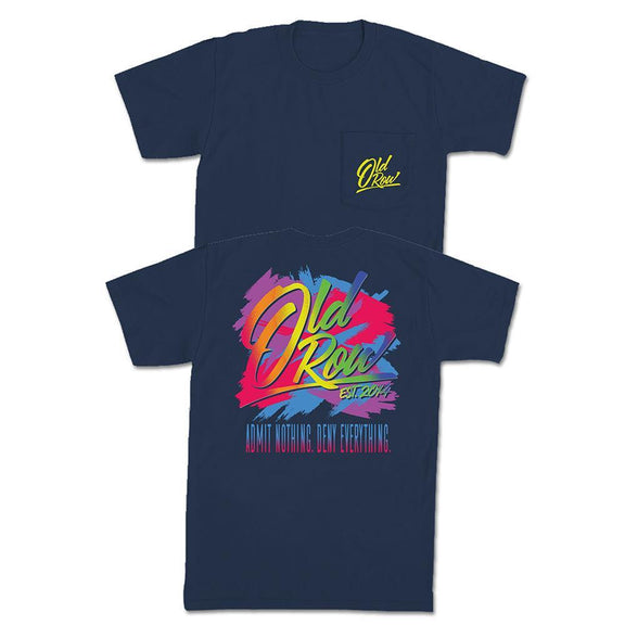 Old Row Neon Stroke Pocket Tee-T-Shirts-Old Row Branded-Navy-S-Old Row