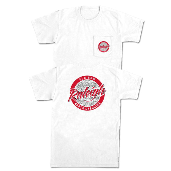 Raleigh, North Carolina Circle Logo Pocket Tee-T-Shirts-Old Row U-White-S-Old Row
