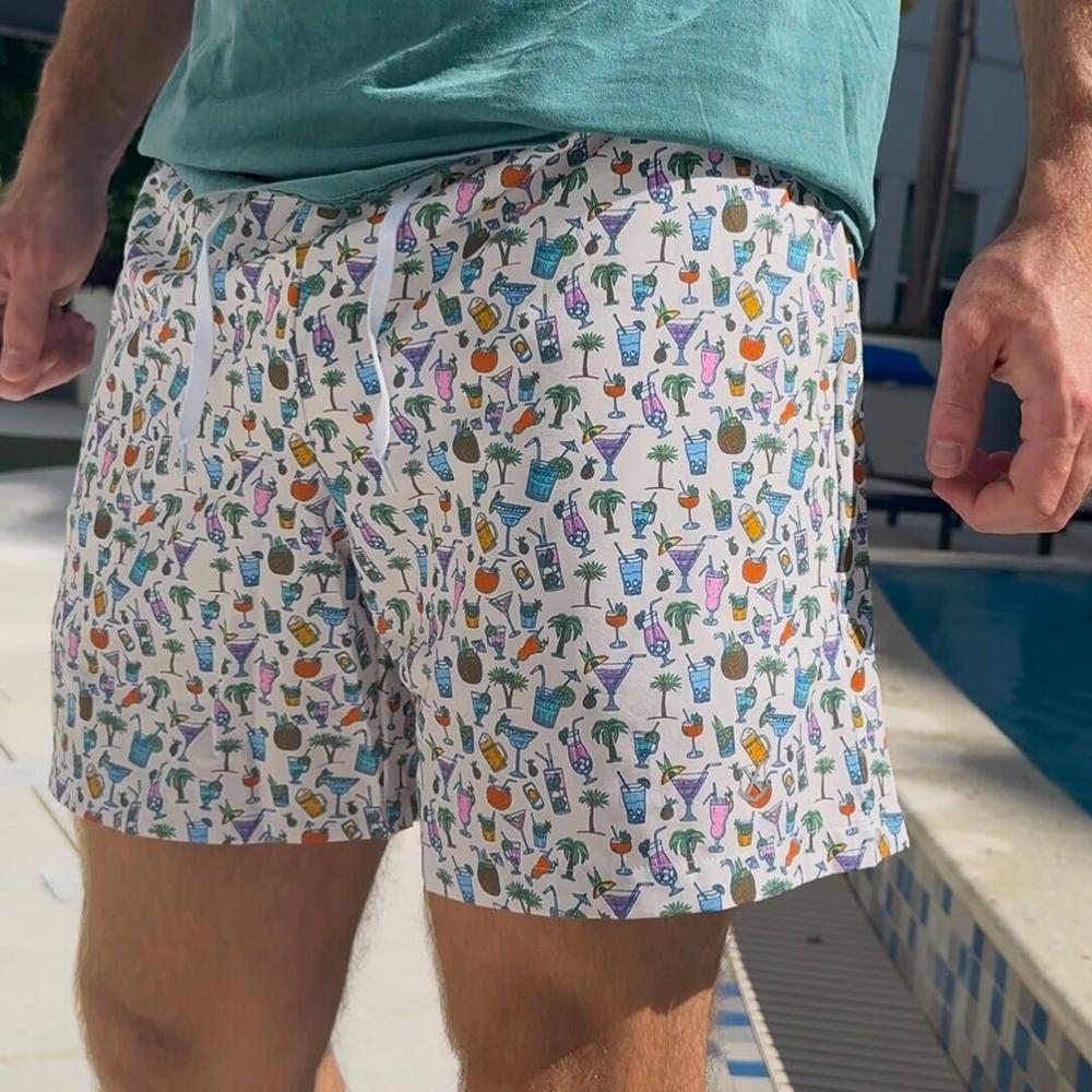 Tropical Drinks Swim Trunks-Swimwear-The Novelty Collection-Old Row