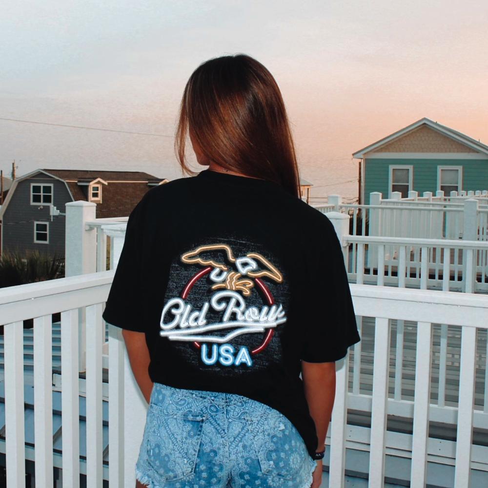 USA Eagle Neon Pocket Tee-T-Shirts-The Novelty Collection-Old Row