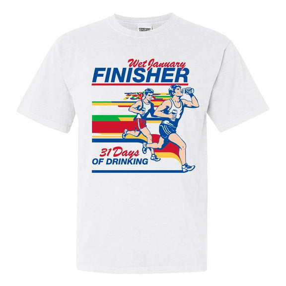 Wet January Finisher Tee-T-Shirts-The Boozy Collection-White-S-Old Row