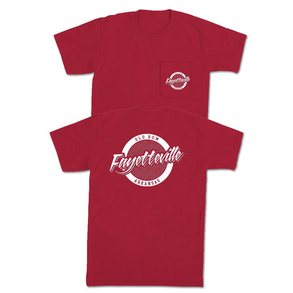 Fayetteville, Arkansas Circle Logo Pocket Tee-T-Shirts-Old Row U-Red-S-Old Row