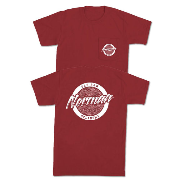 Norman, Oklahoma Circle Logo Pocket Tee-T-Shirts-Old Row U-Red-S-Old Row