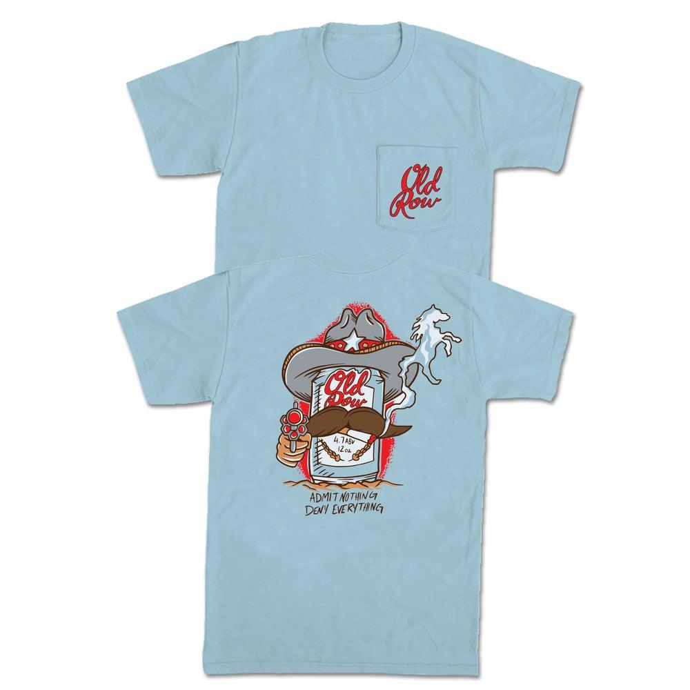 The Beer Can Cowboy Pocket Tee-T-Shirts-The Novelty Collection-Light Blue-S-Old Row