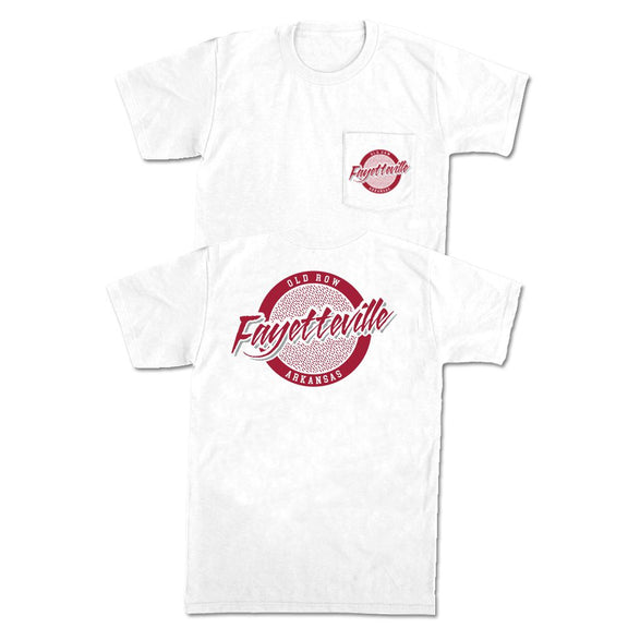 Fayetteville, Arkansas Circle Logo Pocket Tee-T-Shirts-Old Row U-White-S-Old Row