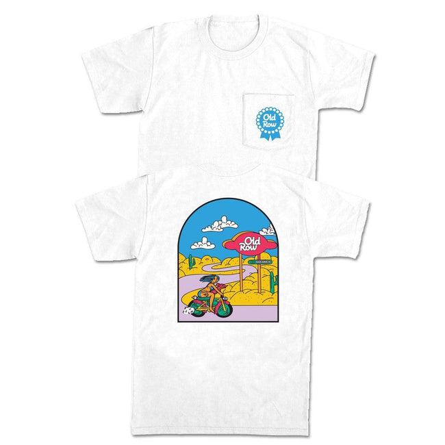 The Ribbon Beer Desert Bike Pocket Tee-T-Shirts-Old Row-White-S-Old Row