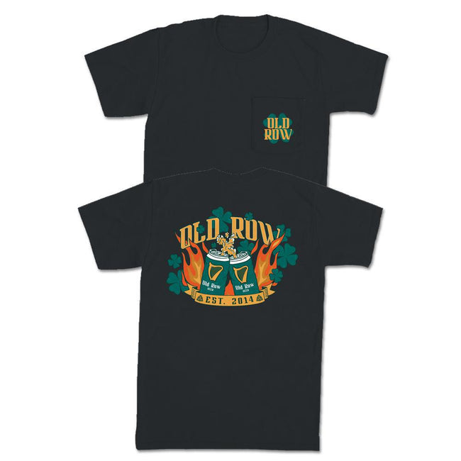 The Flaming Irish Beers Pocket Tee-T-Shirts-The Boozy Collection-Black-S-Old Row