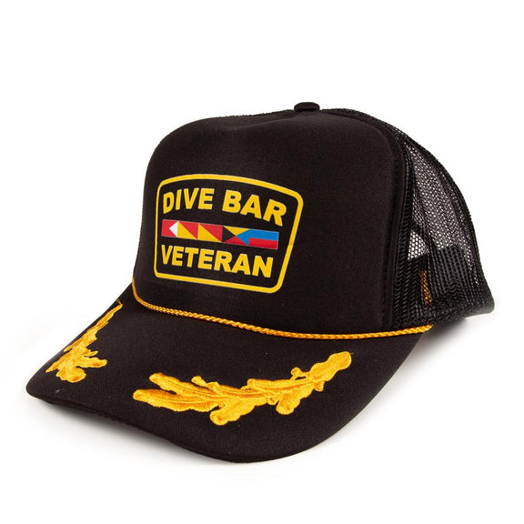 Dive Bar Veteran Trucker Hat-Hats-The Boozy Collection-Black-One Size-Old Row