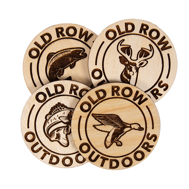Old Row Outdoors Wooden Coaster Set