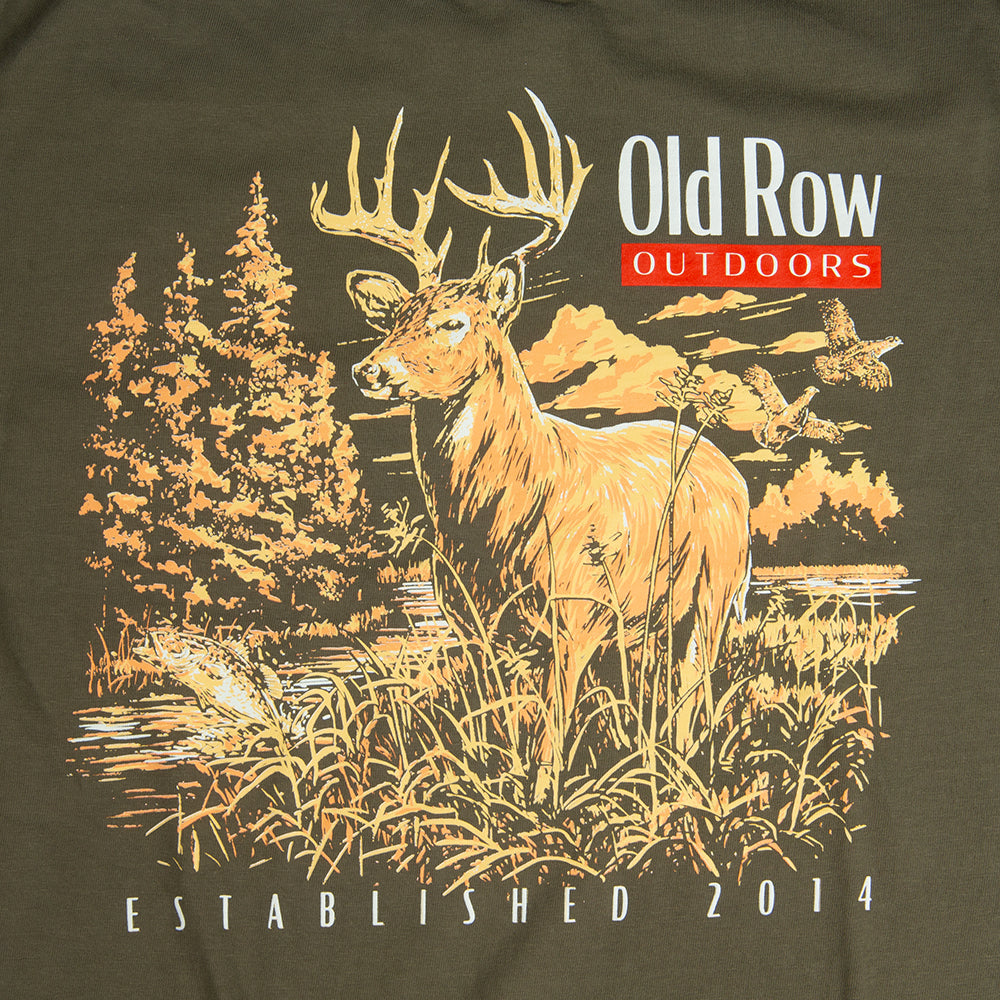 Old Row Outdoors Deer Scene Pocket Tee