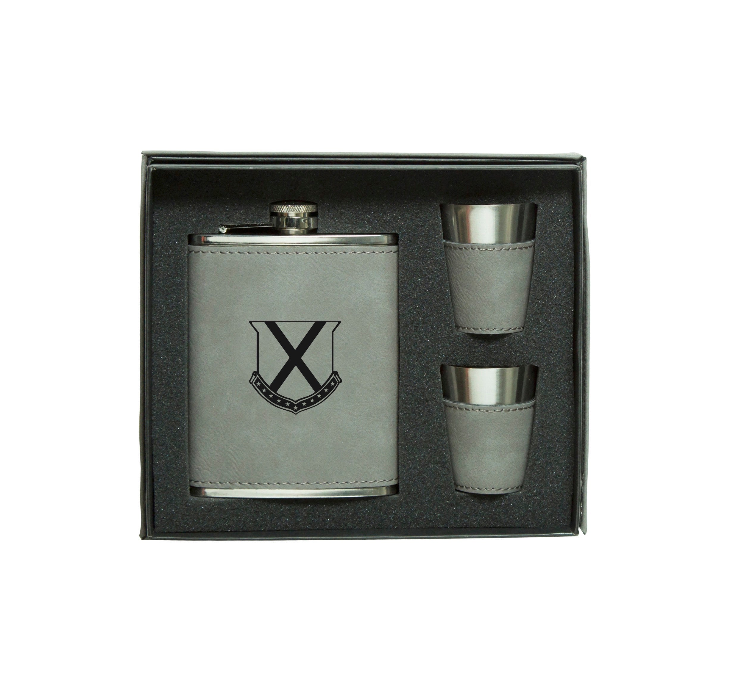 Old Row Leatherette Flask Set