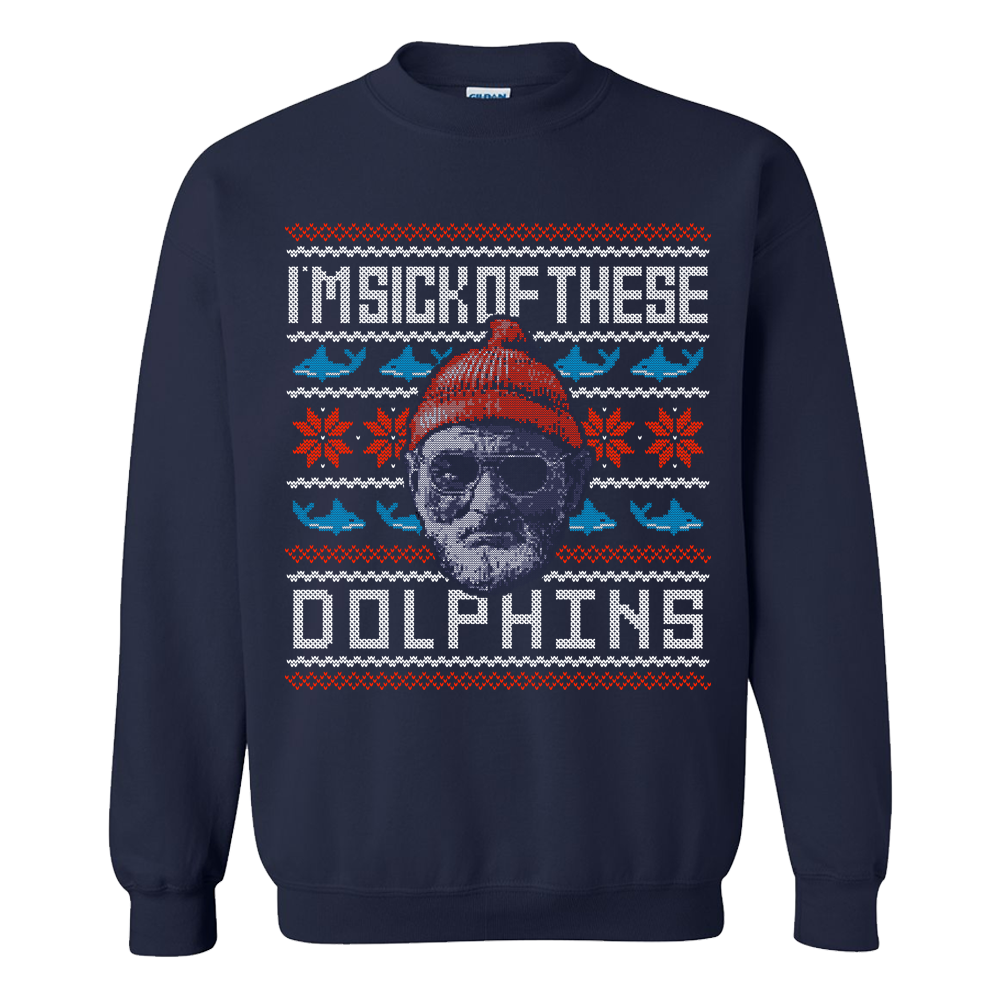 Sick of These Dolphins Tacky Christmas Sweater