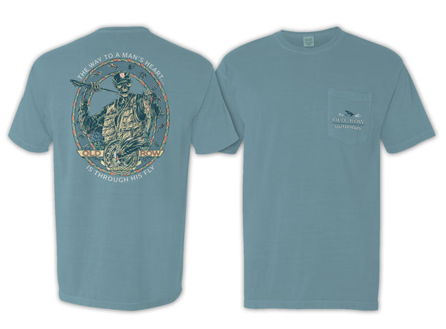 Old Row Outdoors Fly Fishing Skeleton Pocket Tee